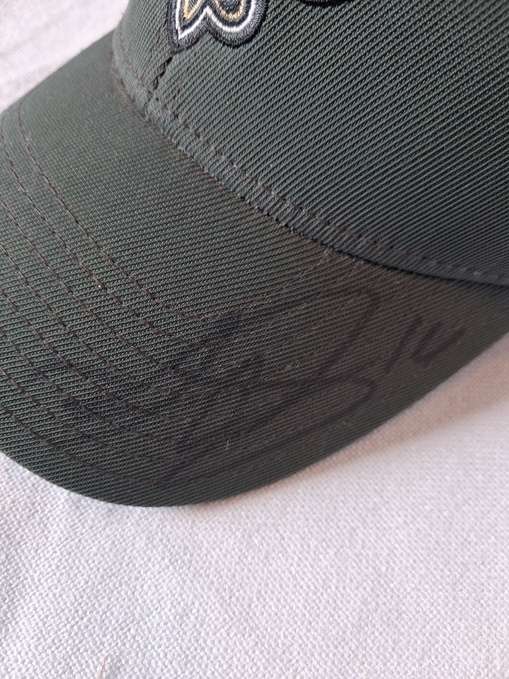 Saints Cap Signed By Lance Moore NFL Team Apparel Hat in Olive Gray Color
